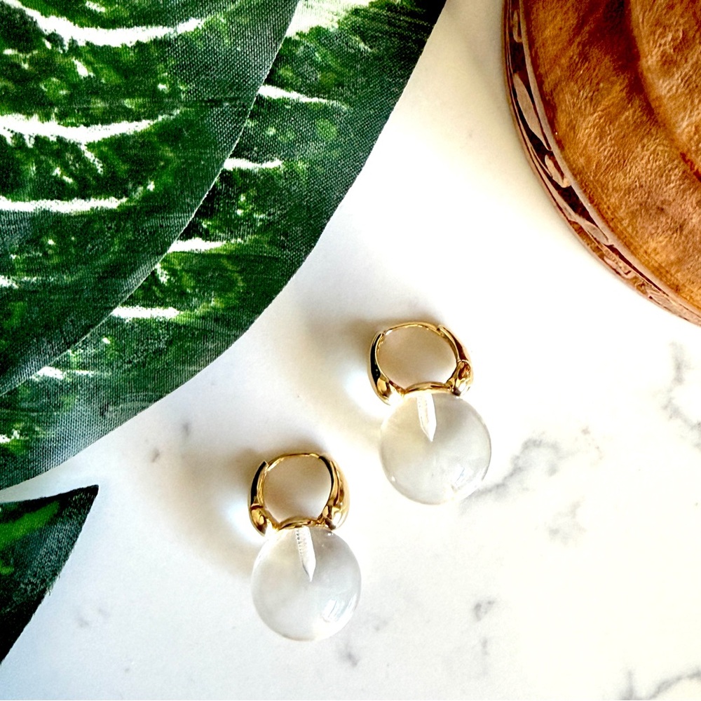 2/$30šµ Crystal Ball Clear Stone Earrings Gold Huggie Hoop Bohemian Jewelry NEW - Picture 7 of 11